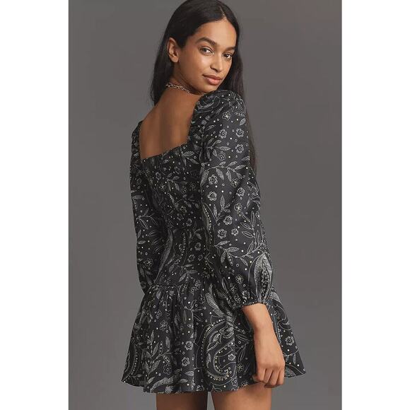 NWT Maeve Long-Sleeve Square-Neck Drop-Waist Mini Dress Sz XL #8H502 - Picture 4 of 11